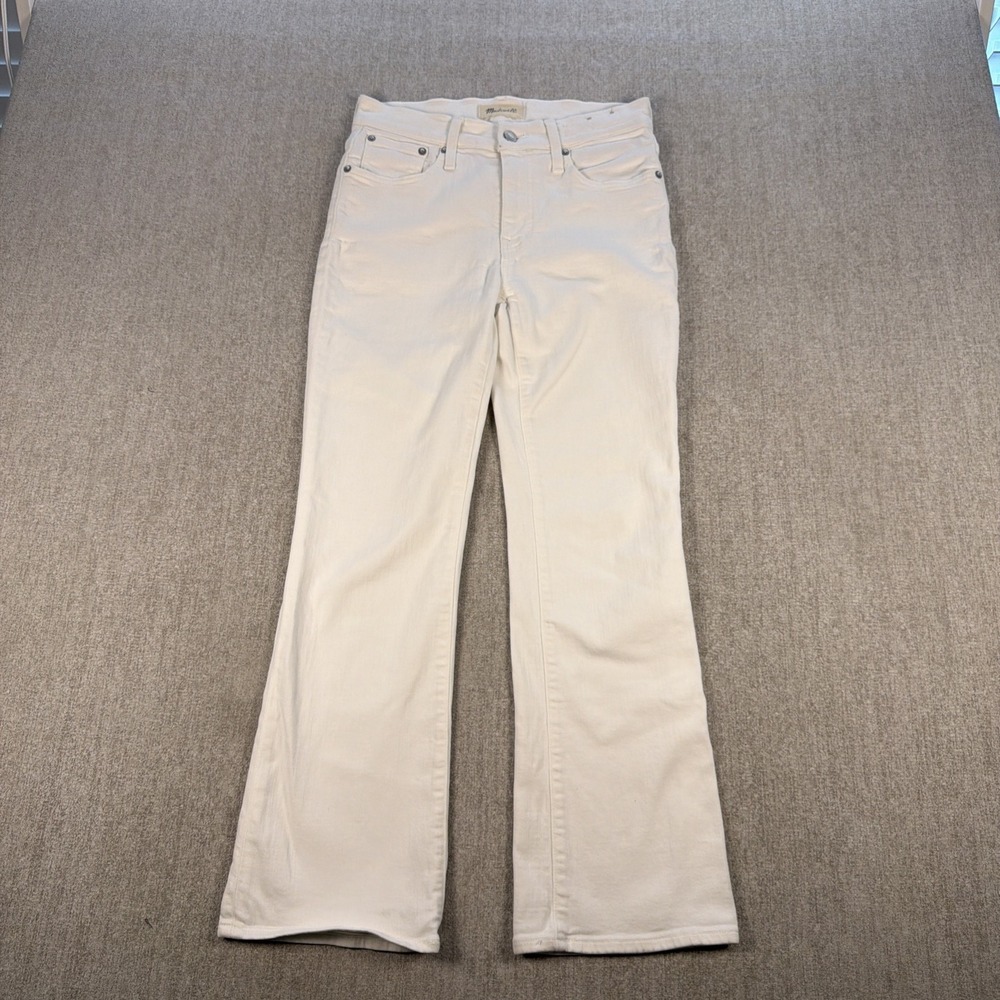 Madewell Jeans Womens 26 White Mid Rise Kick Out Denim Logo Cotton Stretch